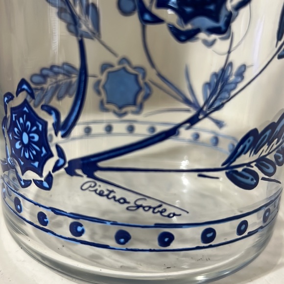 Blue floral glass canister jar. Perfect pre owned condition. Measures 7” tall - Picture 2 of 3